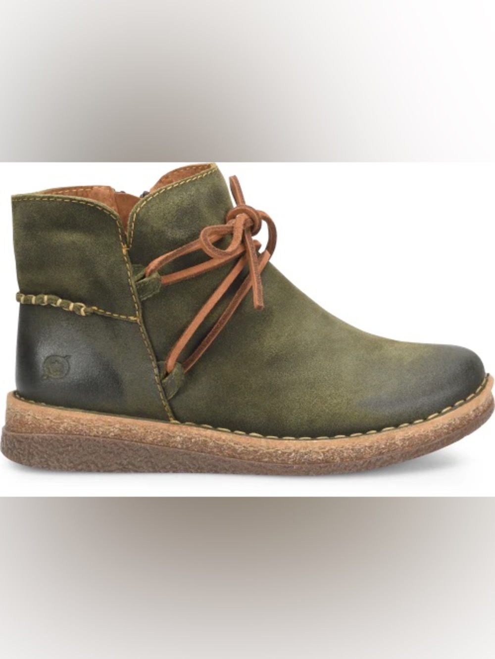 Born Calyn Green Distressed Leather Ankle Boots NWOB Size 8 39 Comfort Booties - Picture 2 of 11